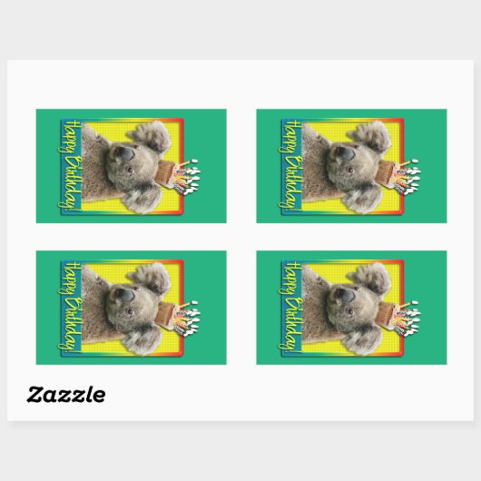 Verjaardag Cupcake - Koala Rechthoekige Sticker (Vel)