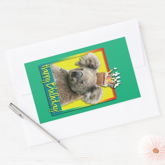 Verjaardag Cupcake - Koala Rechthoekige Sticker (Envelop)