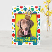 Verjaardag Cupcake - Labrador - Chocolade Kaart (Gele Bloem)