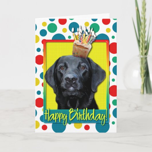 Verjaardag Cupcake - Labrador - Zwarte - Pand Kaart (Voorkant)