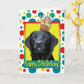Verjaardag Cupcake - Labrador - Zwarte - Pand Kaart (Gele Bloem)