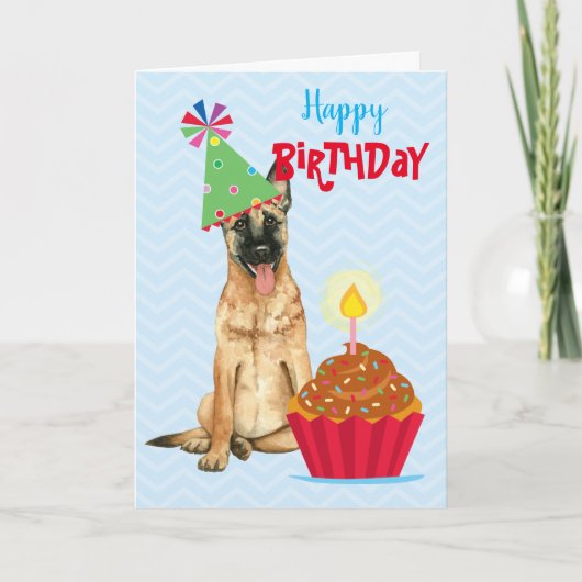 Verjaardag Cupcake Malinois Kaart (Voorkant)