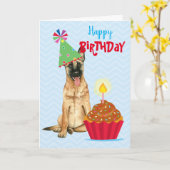 Verjaardag Cupcake Malinois Kaart (Gele Bloem)