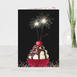 Verjaardag Cupcake met Sparklers Kaart