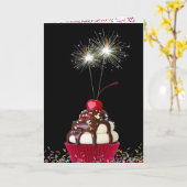 Verjaardag Cupcake met Sparklers Kaart (Gele Bloem)