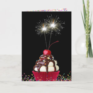 Verjaardag Cupcake met Sparklers Kaart