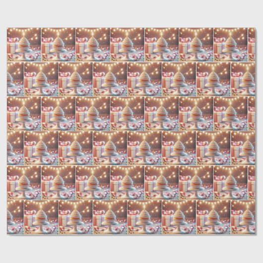 Verjaardag Cupcake met String verlichting Cadeaupapier (Vlak)