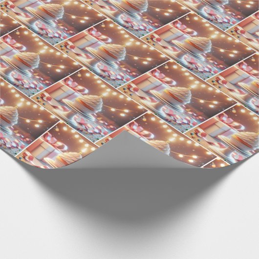 Verjaardag Cupcake met String verlichting Cadeaupapier (Hoek)