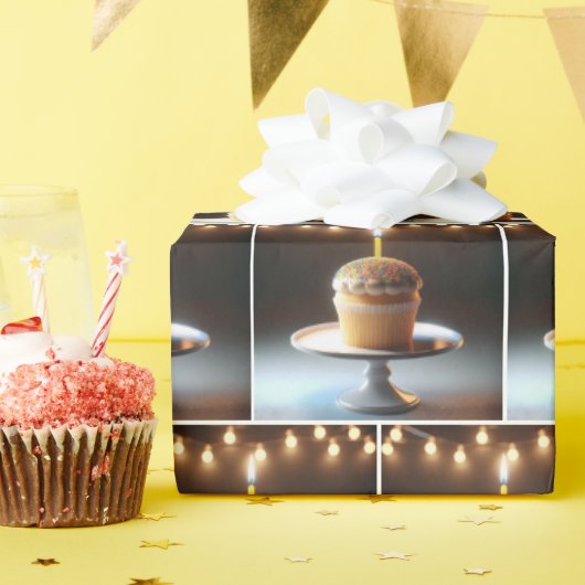 Verjaardag Cupcake met String verlichting Cadeaupapier (Verjaardagsfeest)