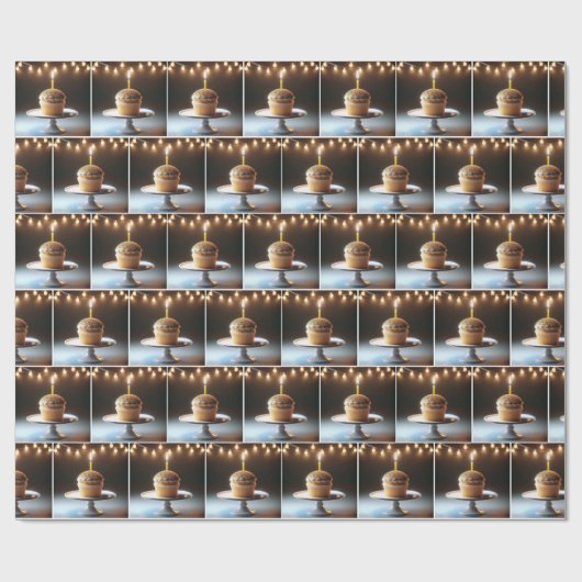 Verjaardag Cupcake met String verlichting Cadeaupapier (Vlak)