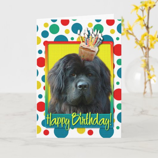 Verjaardag Cupcake - Newfoundland Kaart (Gele Bloem)