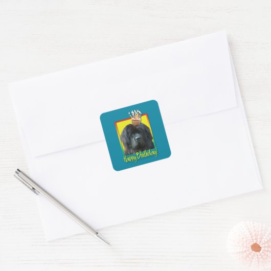 Verjaardag Cupcake - Newfoundland Vierkante Sticker (Envelop)