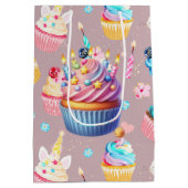 Verjaardag Cupcake Party Medium Cadeauzakje (Achterkant)