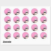 Verjaardag cupcake pinguïn chef ronde sticker (Vel)