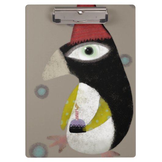 Verjaardag cupcake pinguïn klembord (Voorkant)