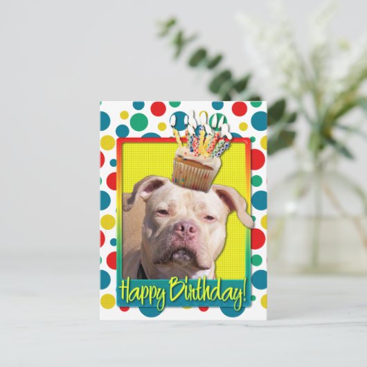 Verjaardag Cupcake - Pitbull - Jersey Meisje Briefkaart (Staand voorkant)