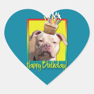 Verjaardag Cupcake - Pitbull - Jersey Meisje Hart Sticker