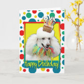 Verjaardag Cupcake - Poedel - Wit Kaart (Gele Bloem)