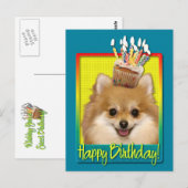 Verjaardag Cupcake Pomeranian Briefkaart (Voorkant / Achterkant)
