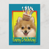 Verjaardag Cupcake Pomeranian Briefkaart (Voorkant)