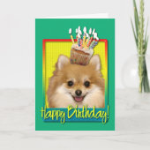 Verjaardag Cupcake Pomeranian Kaart (Voorkant)