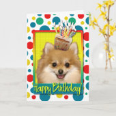 Verjaardag Cupcake - Pomeranian Kaart (Gele Bloem)