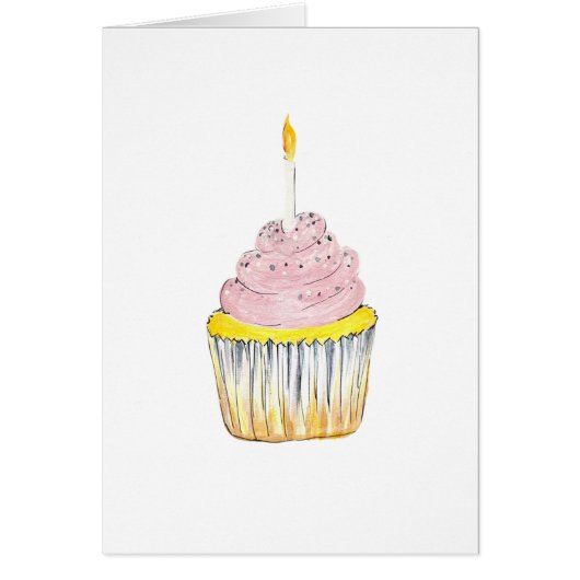 Verjaardag Cupcake Print Verjaardag Kaart (Voorkant)
