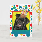 Verjaardag Cupcake - Pug - Ruffy Kaart (Gele Bloem)