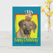 Verjaardag Cupcake - Rhodesian Ridgeback Kaart (Gele Bloem)