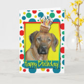 Verjaardag Cupcake - Rhodesian Ridgeback Kaart (Gele Bloem)
