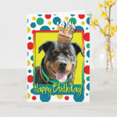 Verjaardag Cupcake - Rottweiler - SambaParTi Kaart (Gele Bloem)