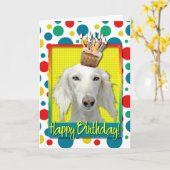 Verjaardag Cupcake - Saluki Kaart (Gele Bloem)