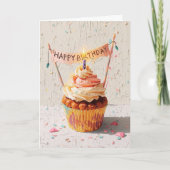 Verjaardag Cupcake Schilderen Kaart (Voorkant)