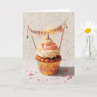 Verjaardag Cupcake Schilderen  Kaart
