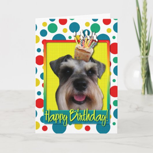 Verjaardag Cupcake - Schnauzer Kaart (Voorkant)