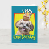 Verjaardag Cupcake - ShihPoo - Maggie Kaart (Gele Bloem)