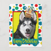 Verjaardag Cupcake - Siberische Husky Briefkaart (Voorkant)
