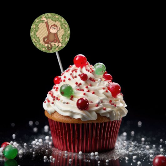 Verjaardag Cupcake Toppers Stickers Monkey Oerwoud