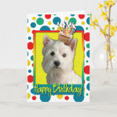 Verjaardag Cupcake - West Highland Terrier Kaart (Gele Bloem)