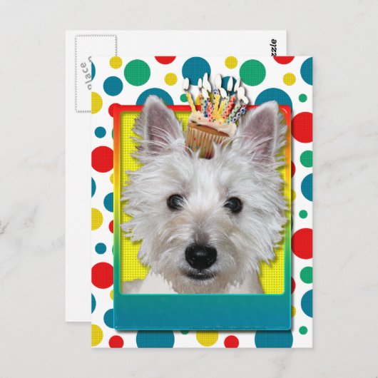 Verjaardag Cupcake - Westie - Tank Briefkaart (Voorkant / Achterkant)