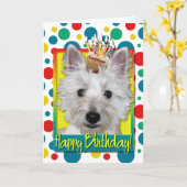 Verjaardag Cupcake - Westie - Tank Kaart (Gele Bloem)