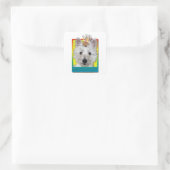 Verjaardag Cupcake - Westie - Tank Vierkante Sticker (Tas)