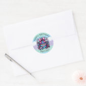 Verjaardag Cupcake Whimsical gepersonaliseerd Ronde Sticker (Envelop)