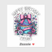 Verjaardag Cupcake Whimsical gepersonaliseerd Sticker (Vel)