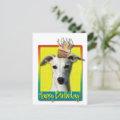 Verjaardag Cupcake - Whippet Briefkaart (Staand voorkant)
