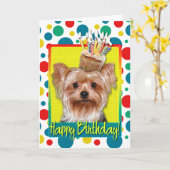 Verjaardag Cupcake - Yorkshire Terrier Kaart (Gele Bloem)