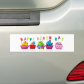 Verjaardag Cupcakes - Bumpersticker (Op auto)