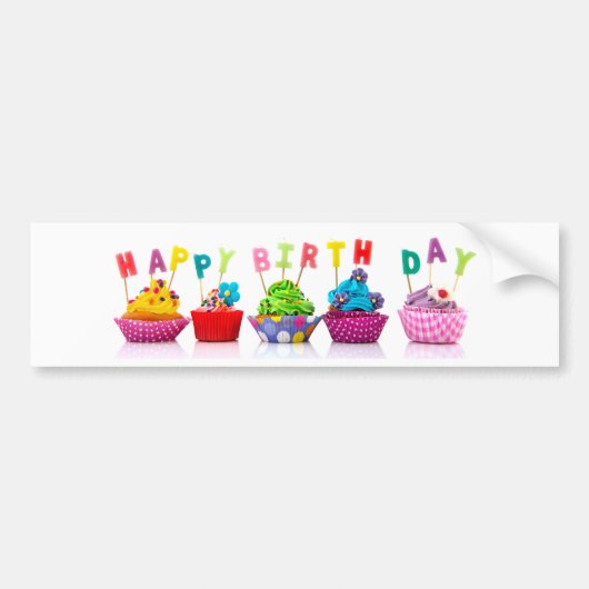 Verjaardag Cupcakes - Bumpersticker (Voorkant)