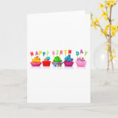 Verjaardag Cupcakes Kaart (Gele Bloem)