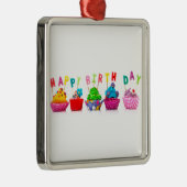 Verjaardag Cupcakes Metalen Ornament (Rechts)